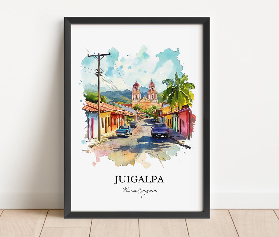 Juigalpa Wall Art, Nicaragua Print, Nicaragua Watercolor Art, Juigalpa Gift, Travel Print, Travel Poster, Housewarming Gift