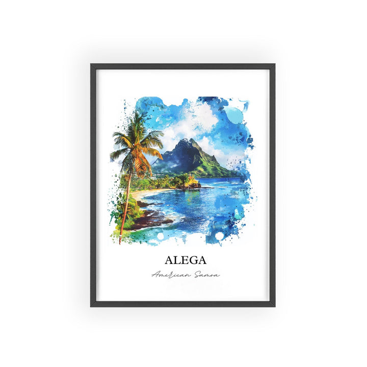 Alega Wall Art, American Samoa Print, Alega Watercolor Art, Tutuila Island Samoa Gift, Travel Print, Travel Poster, Housewarming Gift