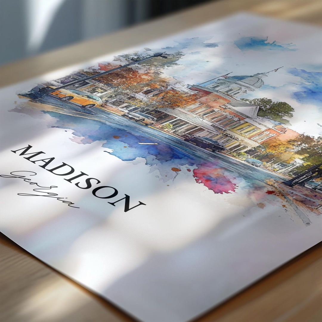 Madison, Georgia, USA – Watercolor Art Print