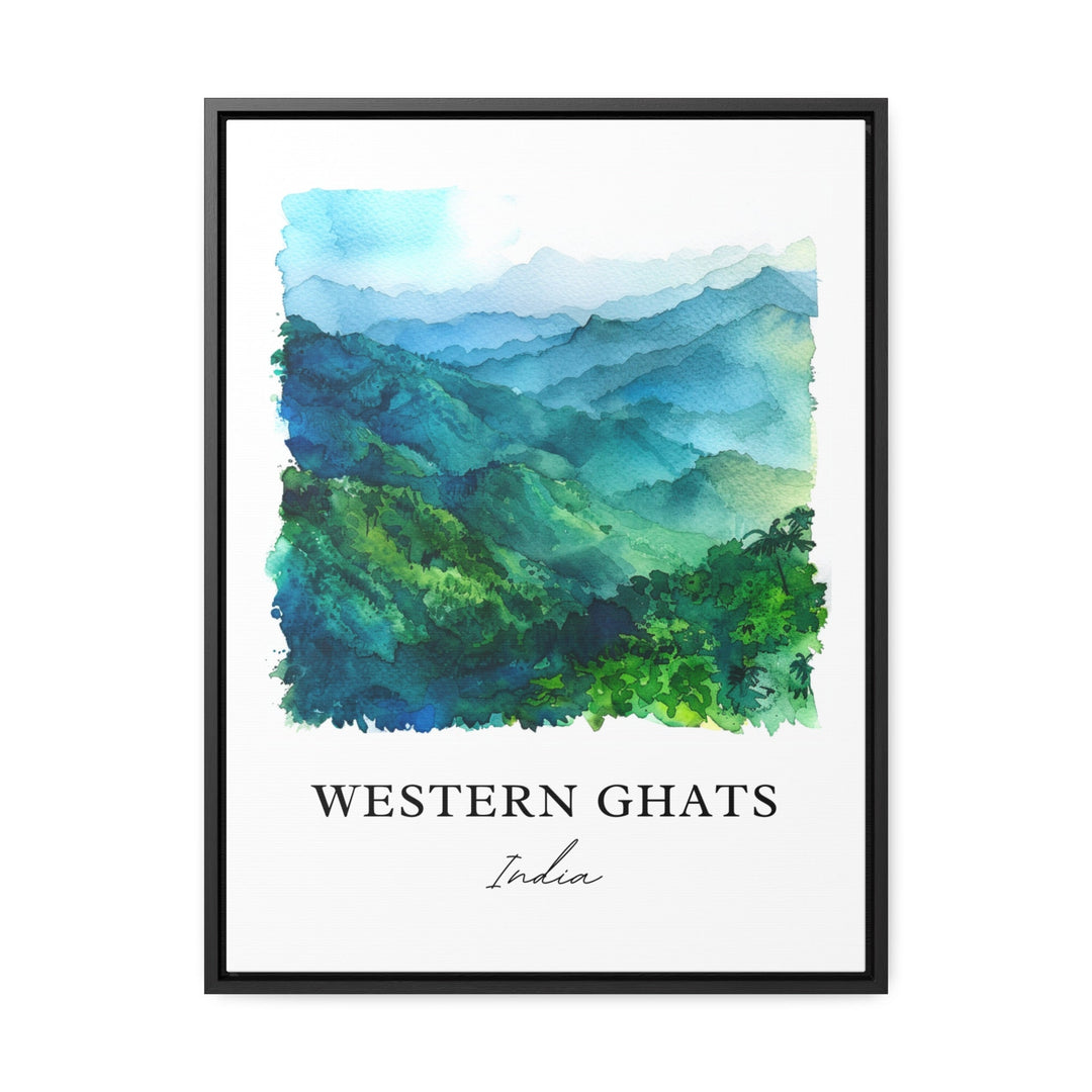 Western Ghats Wall Art, Sahyadri Mountains Print, Gujarat Watercolor, Kerala India Gift,