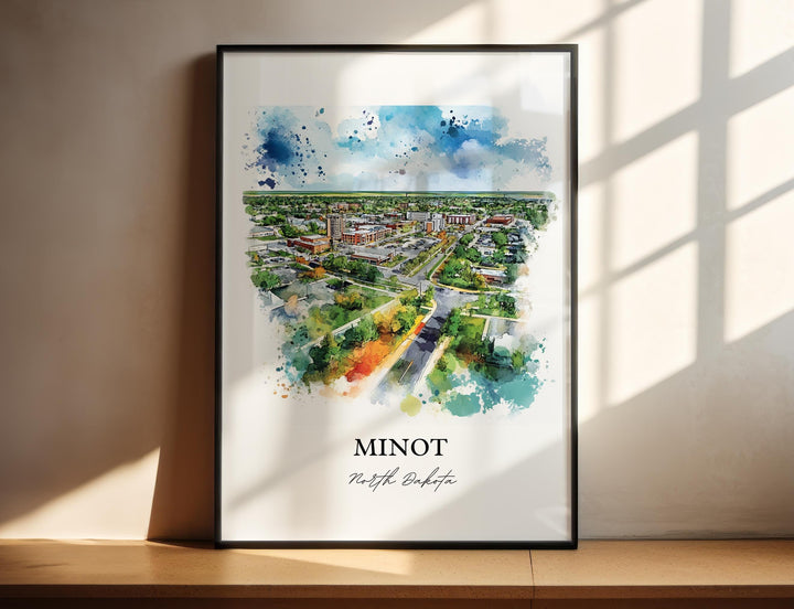 Minot ND Wall Art, Ward County ND Print, North Dakota Watercolor Art, Minot ND Gift, Travel Print, Travel Poster, Housewarming Gift