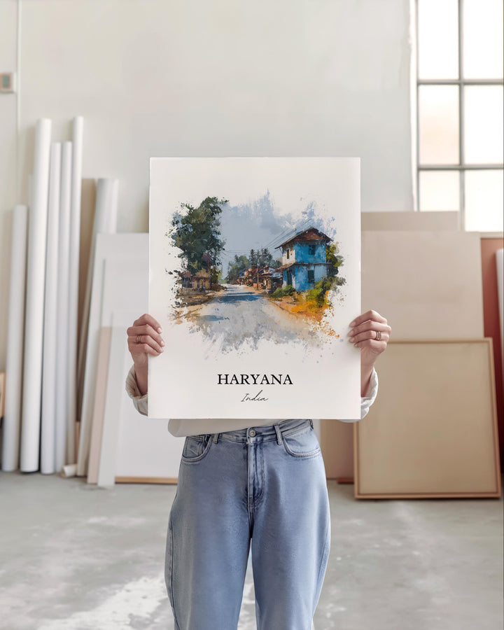 Haryana India Wall Art, Haryana Print, Haryana India Watercolor Art, India Gift, India Travel Print, Travel Poster, Housewarming Gift