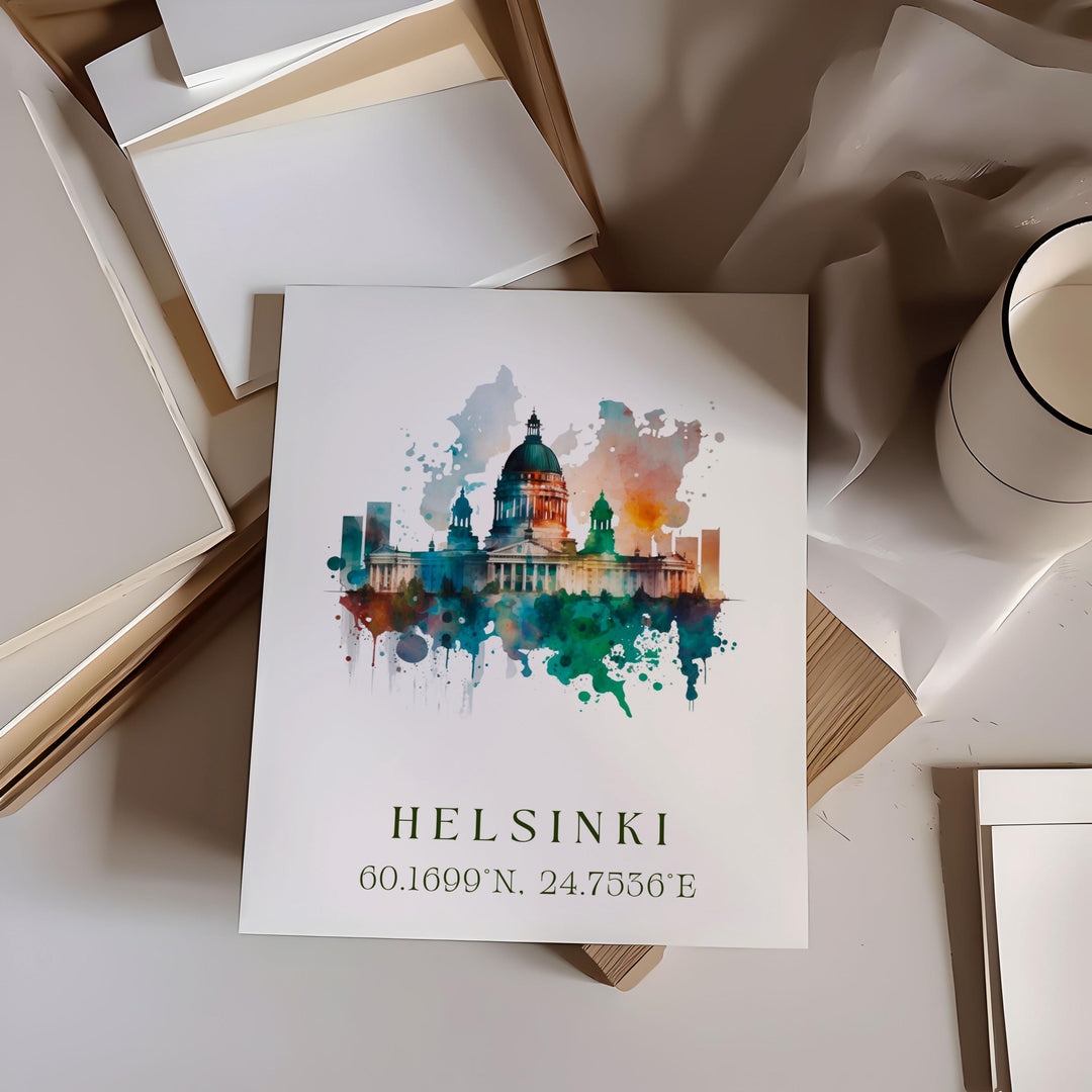 Helsinki Finland wall art - Finland, Helsinki poster, Helsinki Wedding gift, Helsinki Birthday present, Custom Text, Personalised Gift