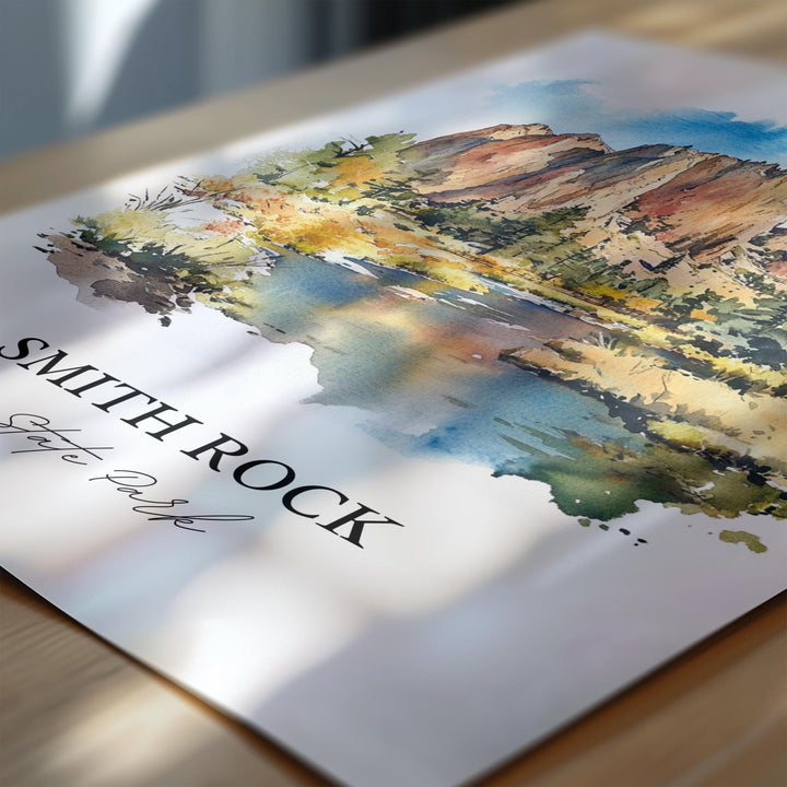 Smith Rock State Park Art, Deschutes County Print, Oregon Watercolor, Smith Rock Park Gift, Travel Print, Travel Poster, Housewarming Gift
