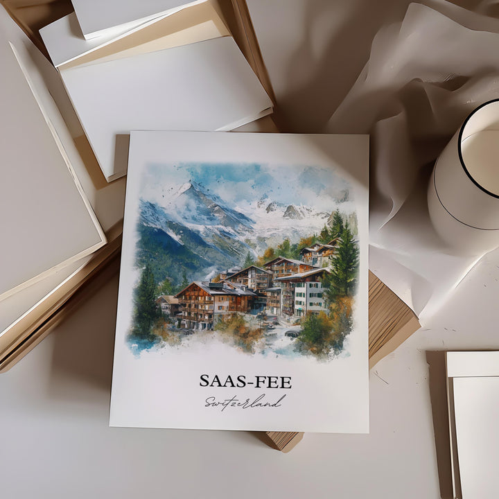 Saas-Fee Travel Print Wall Art Saas-Fee Wall Hanging Home Décor Saas-Fee Gift Art Lovers Switzerland Art Lover Gift Saas-Fee Poster