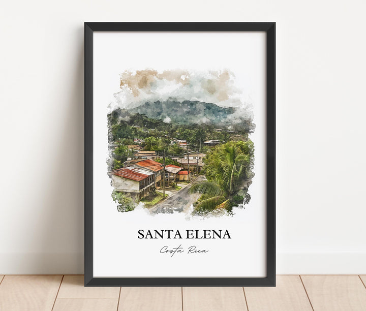 Santa Elena Wall Art, Monteverde Print, Costa Rica Watercolor Art, Santa Elena Gift, Travel Print, Travel Poster, Housewarming Gift
