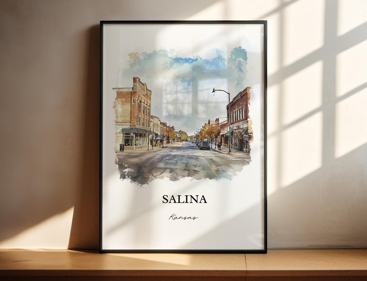 Salina Kansas Wall Art, Saline County Print, Kansas Watercolor Art, Salina KS Gift, Travel Print, Travel Poster, Housewarming Gift