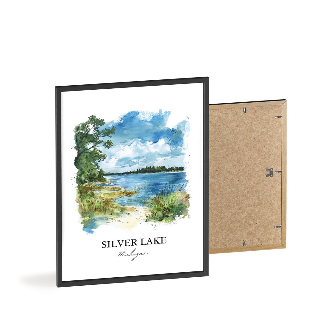 Silver Lake MI Wall Art, Lake Michigan Print, Lake Michigan Watercolor, Silver Lake MI Gift, Travel Print, Travel Poster, Housewarming Gift