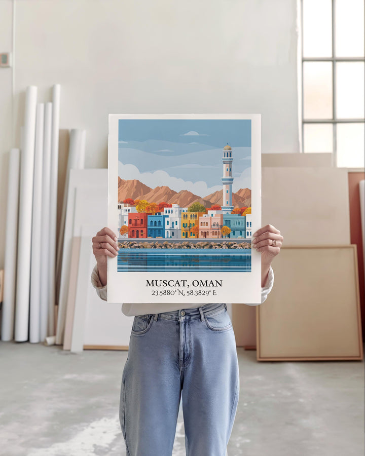 Muscat Wall Art, Muscat Oman Print, Oman Watercolor, Oman Travel Gift, Travel Print, Travel Poster, Housewarming Gift