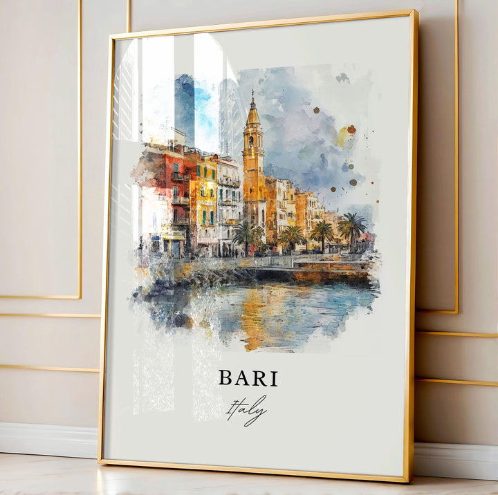 Bari Wall Art - Italy Watercolor Print