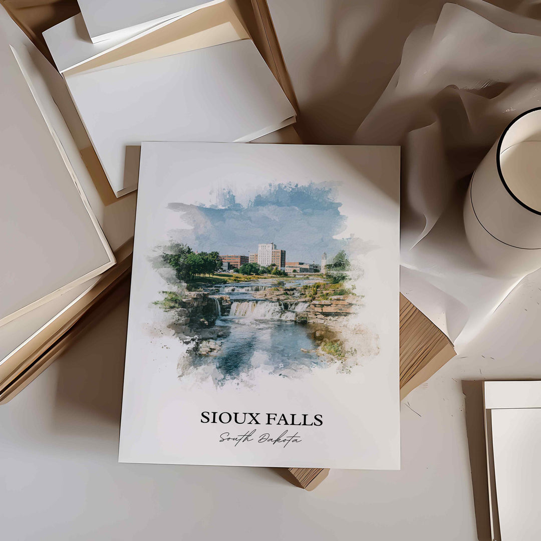 Sioux Falls, South Dakota – Watercolor Art Print