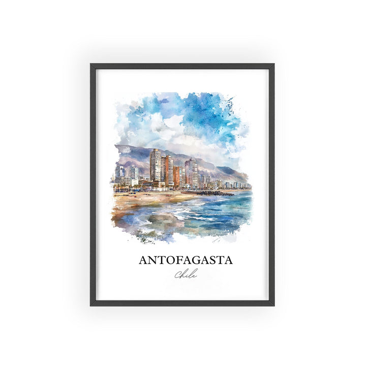 Antofagasta Chile Wall Art, Atacama Desert Print, Chile Watercolor Art, Antofagasta Gift, Travel Print, Travel Poster, Housewarming Gift
