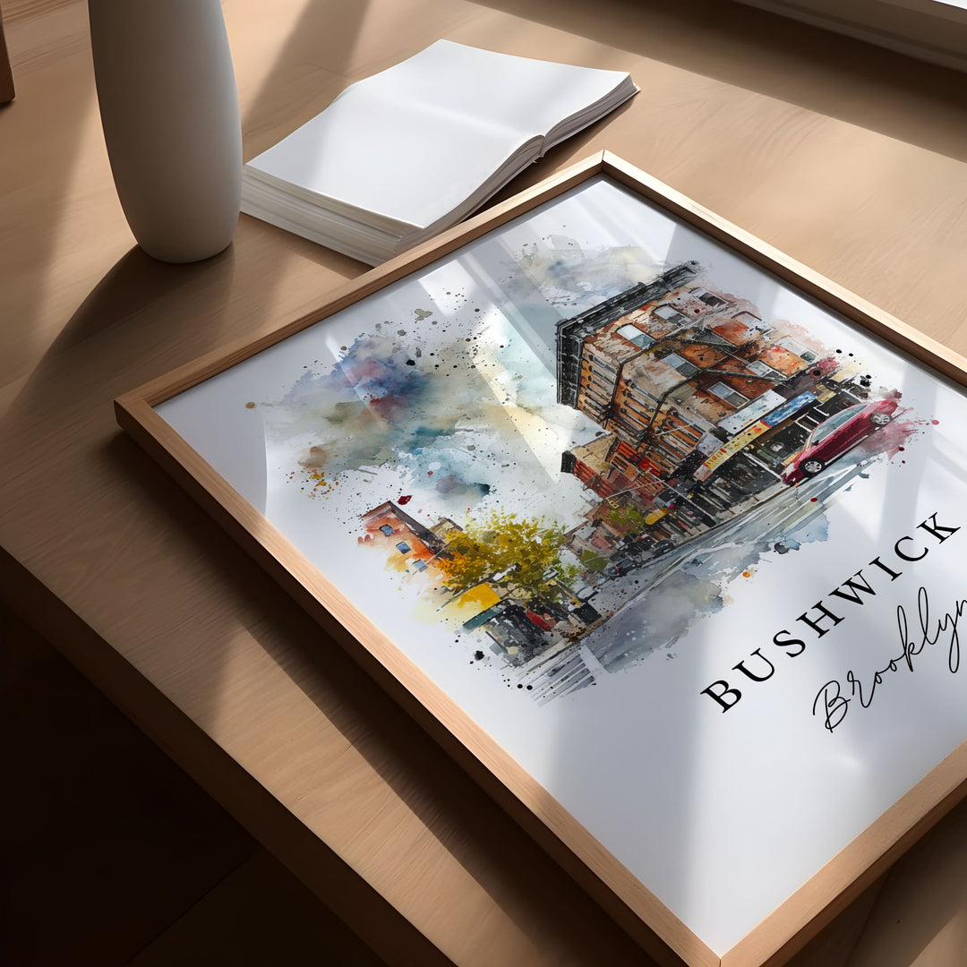 Bushwick Brooklyn wall art - Brooklyn NY, Bushwick print, Wedding gift, Birthday present, Custom Text, Perfect Gift