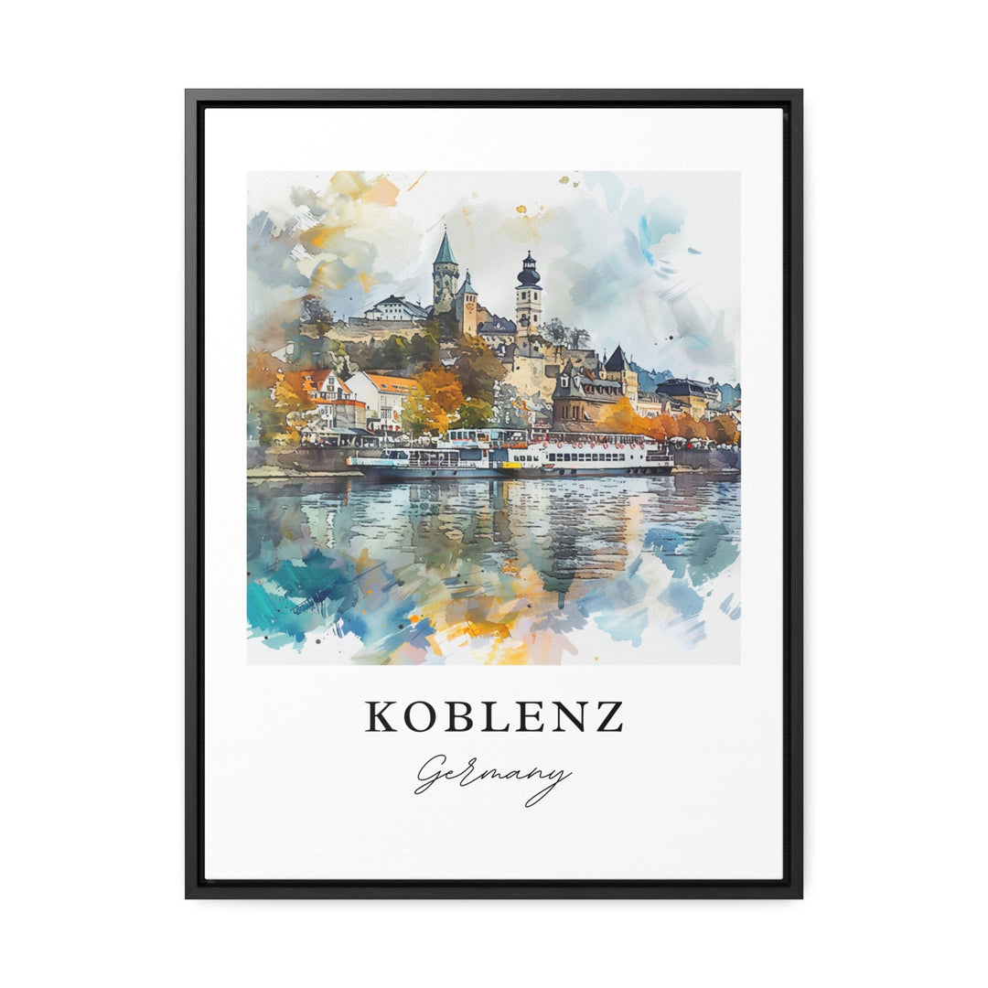 Koblenz Germany Art, Koblenz Print, Koblenz Watercolor Art, Rhine River Gift,