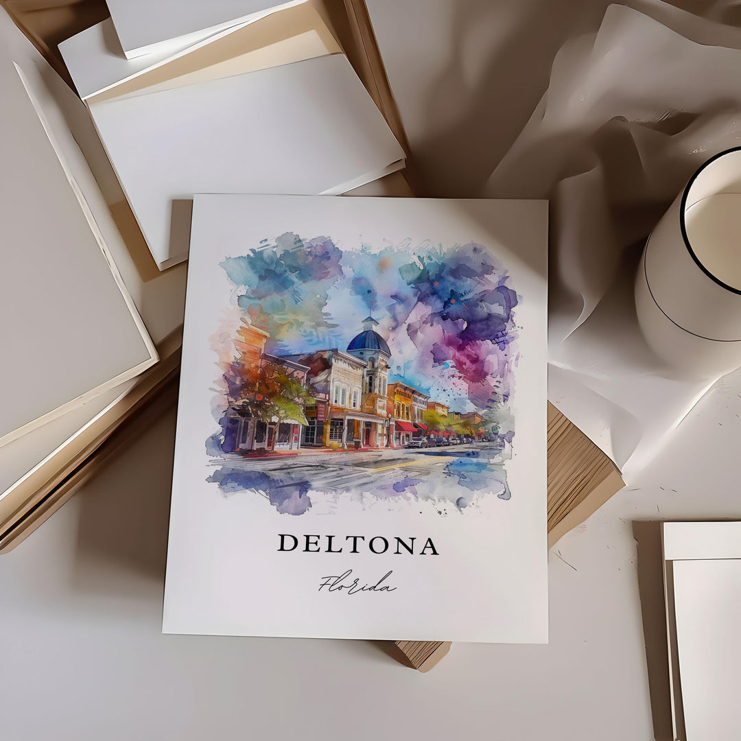 Deltona FL Wall Art, Deltona Print, Volusia County Watercolor Art, Deltona Florida Gift, Travel Poster, Housewarming Gift