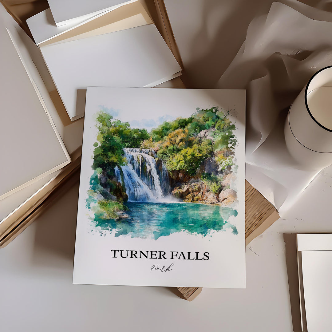 Turner Falls Park Wall Art, Davis OK Print, Oklahoma Watercolor, Turner Falls Park OK Gift, Travel Print, Travel Poster, Housewarming Gift