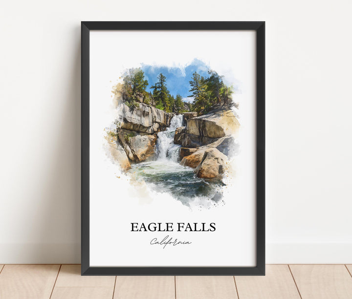 Eagle Falls Wall Art, South Lake Tahoe Print, Lake Tahoe Watercolor Art, Eagle Falls CA Gift, Travel Print, Travel Poster, Housewarming Gift