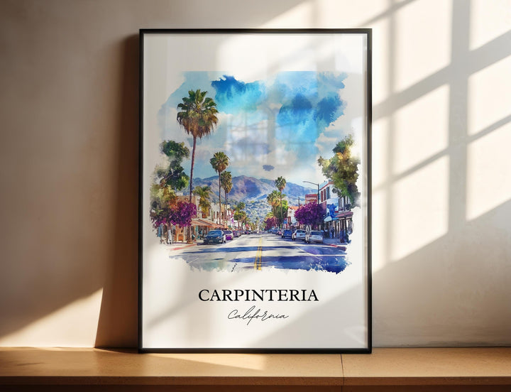 Carpinteria Wall Art, Santa Barbara Print, California Watercolor Art, Carpinteria CA Gift, Travel Print, Travel Poster, Housewarming Gift