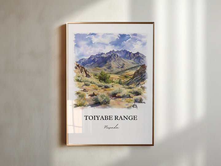 Toiyabe Range NV Wall Art, Lander County Print, Nye County NV Watercolor, Toiyabe Range Gift, Travel Print, Travel Poster, Housewarming Gift