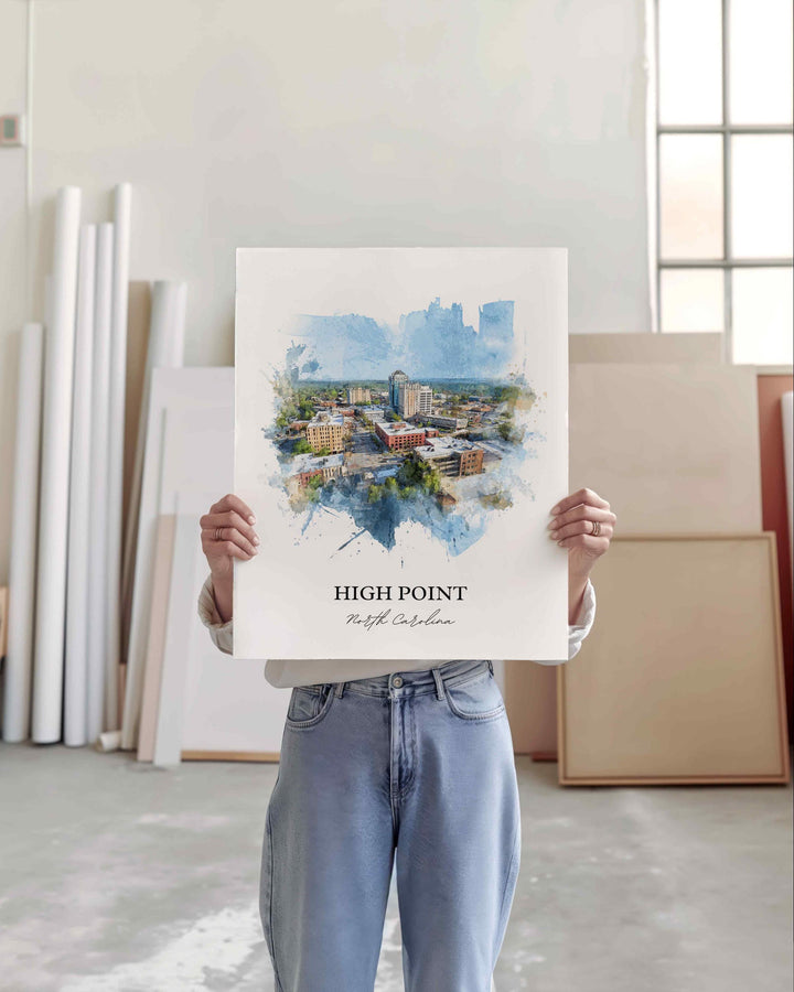 High Point, North Carolina – Watercolor Art Print