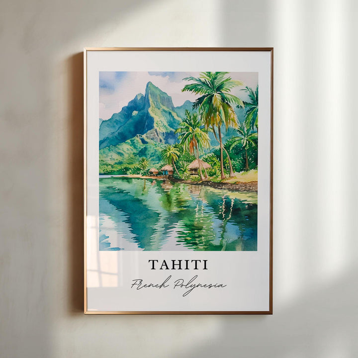 Tahiti wall art - French Polynesia, Tahiti print, Tahiti Wedding gift, French Polynesia Birthday present, Custom Text, Perfect Gift