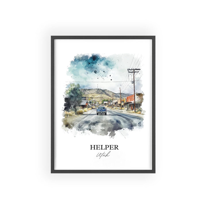 Helper Utah Wall Art, Helper Utah Print, Utah Watercolor Art, Carbon County UT Gift, Travel Print, Travel Poster, Housewarming Gift