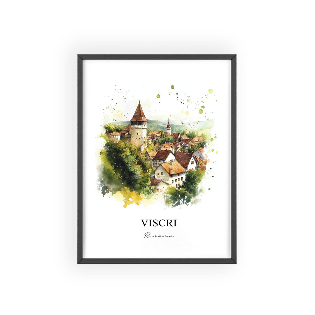 Viscri Romania Wall Art, Transylvania Print, Romania Watercolor Art, Viscri Romania Gift, Travel Print, Travel Poster, Housewarming Gift