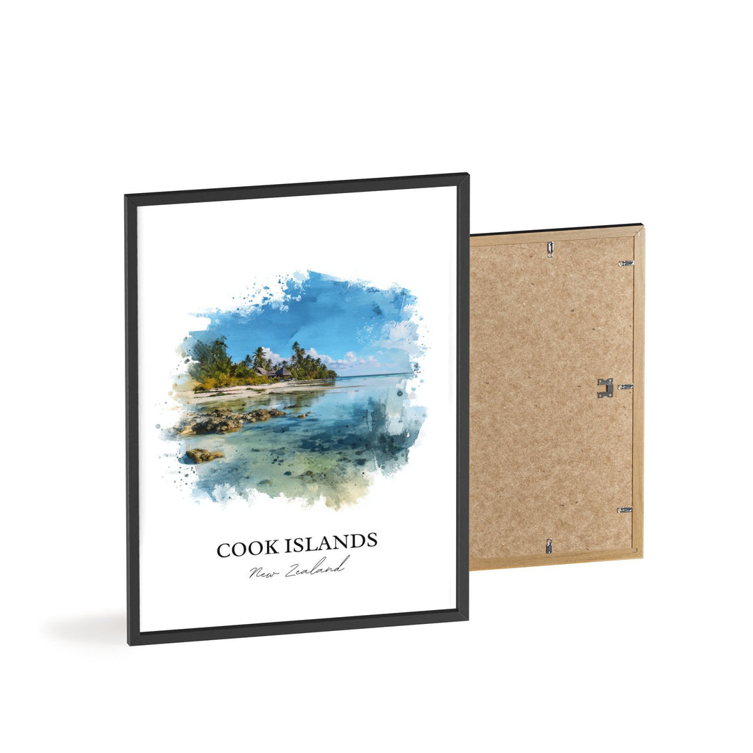 Cook Islands Wall Art, Cook Islands NZ Print, New Zealand Watercolor Art, New Zealand Gift, Travel Print, Travel Poster, Housewarming Gift