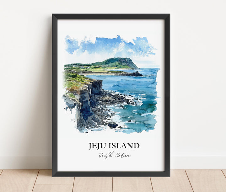 Jeju Island Wall Art, Jeju Island Print, South Korea Watercolor Art, Jeju Island Gift, Jeju Island Print, Travel Poster, Housewarming Gift