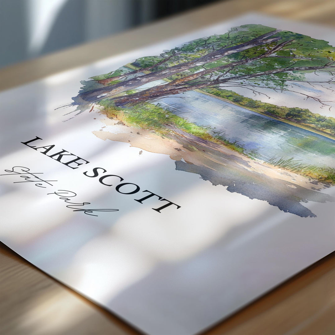 Lake Scott Wall Art, Scott City Print, Kansas Watercolor Art, Lake Scott Kansas Gift, Travel Print, Travel Poster, Housewarming Gift
