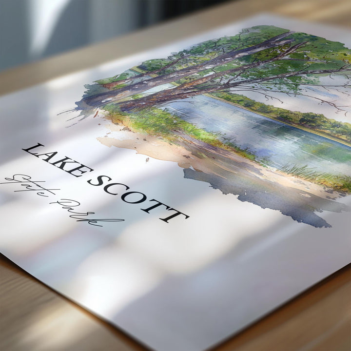 Lake Scott Wall Art, Scott City Print, Kansas Watercolor Art, Lake Scott Kansas Gift, Travel Print, Travel Poster, Housewarming Gift