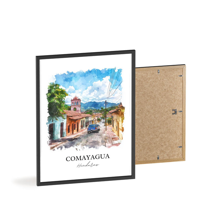 Comayagua Wall Art, Honduras Print, Honduras Watercolor Art, Comayagua Gift, Travel Print, Travel Poster, Housewarming Gift