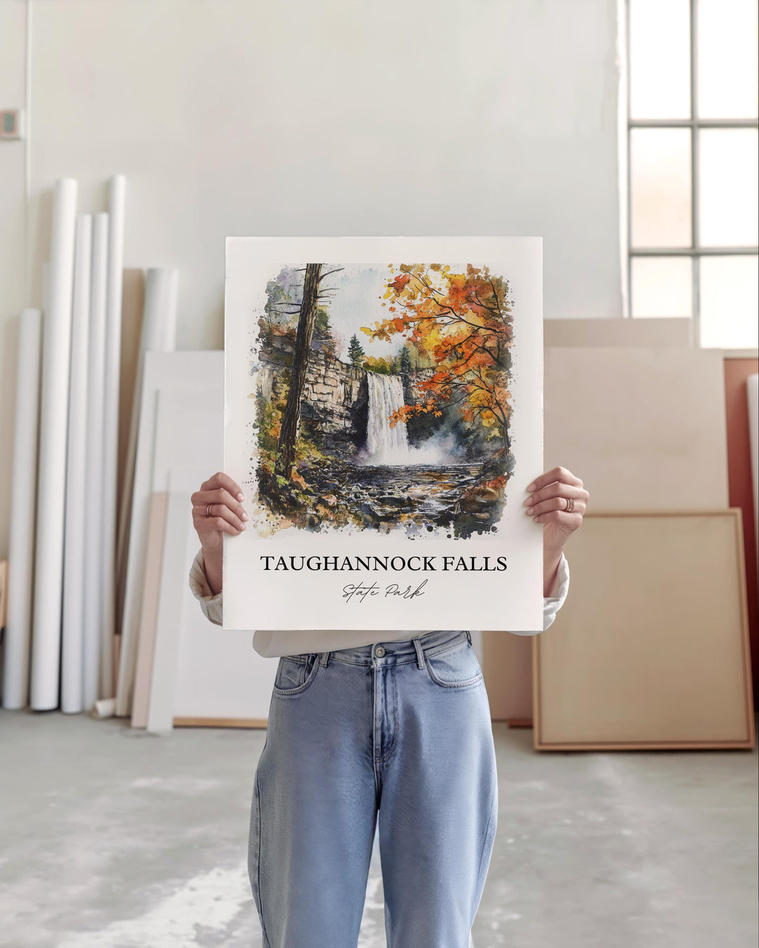 Taughannock Falls Wall Art, Trumansburg NY Print, NY Watercolor Art, Tompkins County Gift, Travel Print, Travel Poster, Housewarming Gift