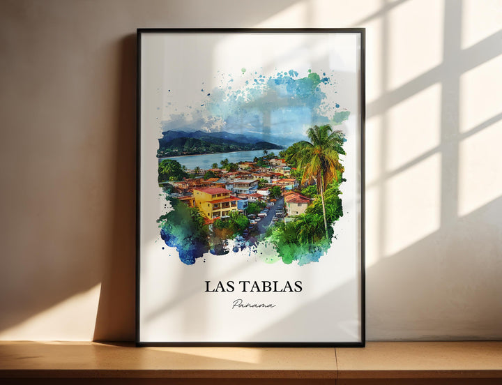 Las Tablas Wall Art, Azuero Peninsula Print, Panama Watercolor Art, Las Tablas Panama Gift, Travel Print, Travel Poster, Housewarming Gift