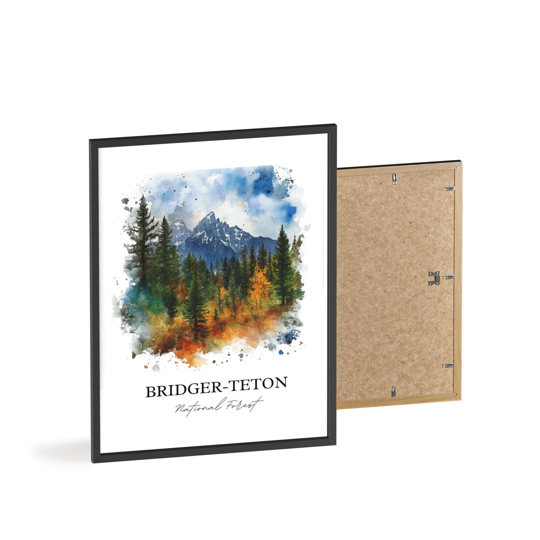 Bridger-Teton Wall Art, Jackson Wyoming Print, Wyoming Watercolor Art, Bridger-Teton Gift, Travel Print, Travel Poster, Housewarming Gift