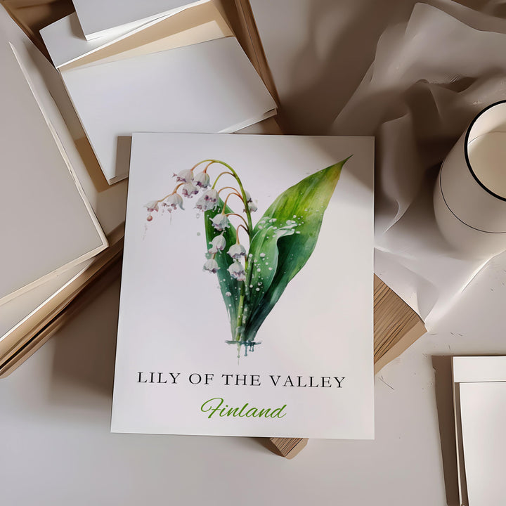 Lily of the Valley Serenity: Beautiful Watercolor Art of Finland's National Flower, Finnish Flower Watercolor Painting