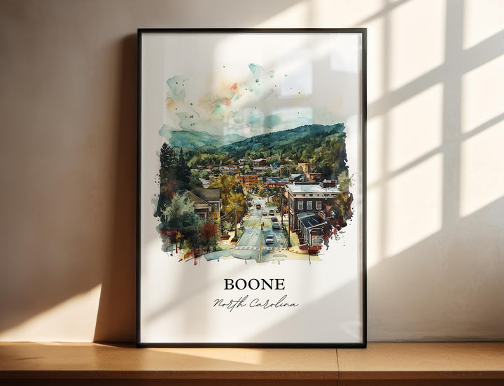 Boone NC Wall Art, Watauga County Print, North Carolina Watercolor Art, Boone NC Gift, Travel Print, Travel Poster, Housewarming Gift