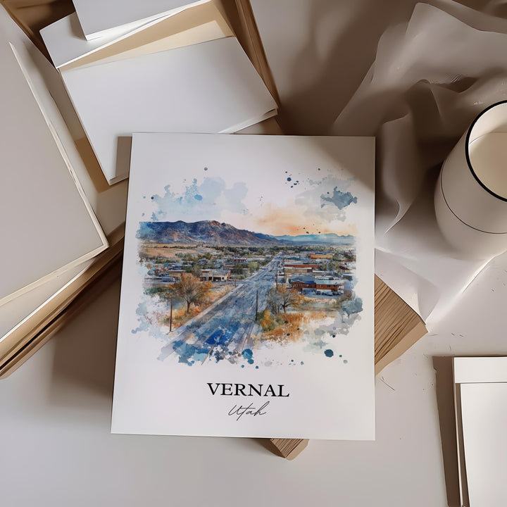 Vernal Utah Wall Art, Uintah County Print, Utah Watercolor Art, Vernal UT Gift, Travel Print, Travel Poster, Housewarming Gift