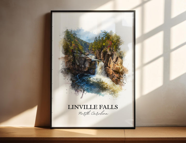 Linville Falls Wall Art, Linville NC Print, North Carolina Artwork, Linville Falls Gift, Travel Print, Travel Poster, Housewarming Gift