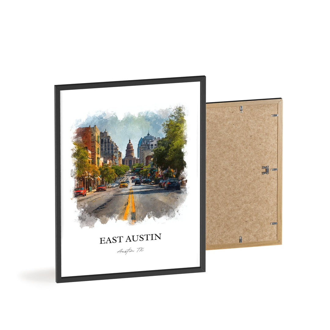 East Austin, Texas – Watercolor Art Print