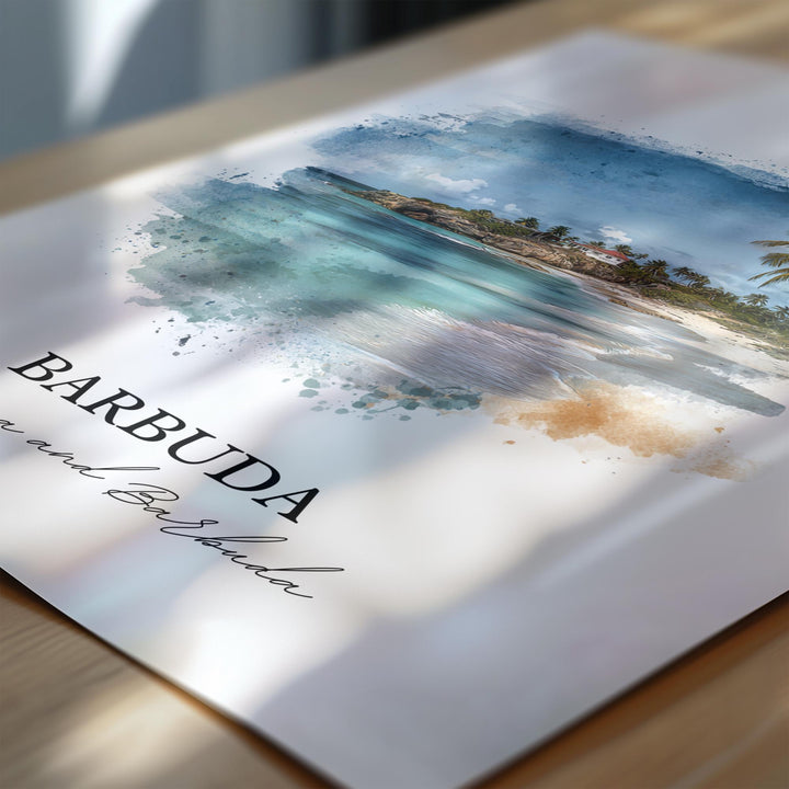 Barbuda Wall Art, Barbuda Print, Barbuda Watercolor Art, Antigua and Barbuda Gift, Barbuda Travel Print, Travel Poster, Housewarming Gift