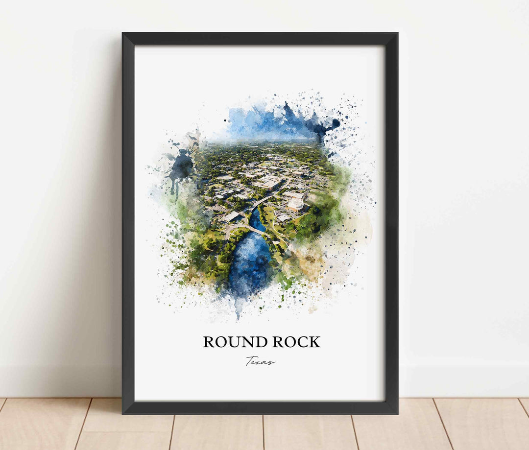 Round Rock, Texas – Watercolor Art Print