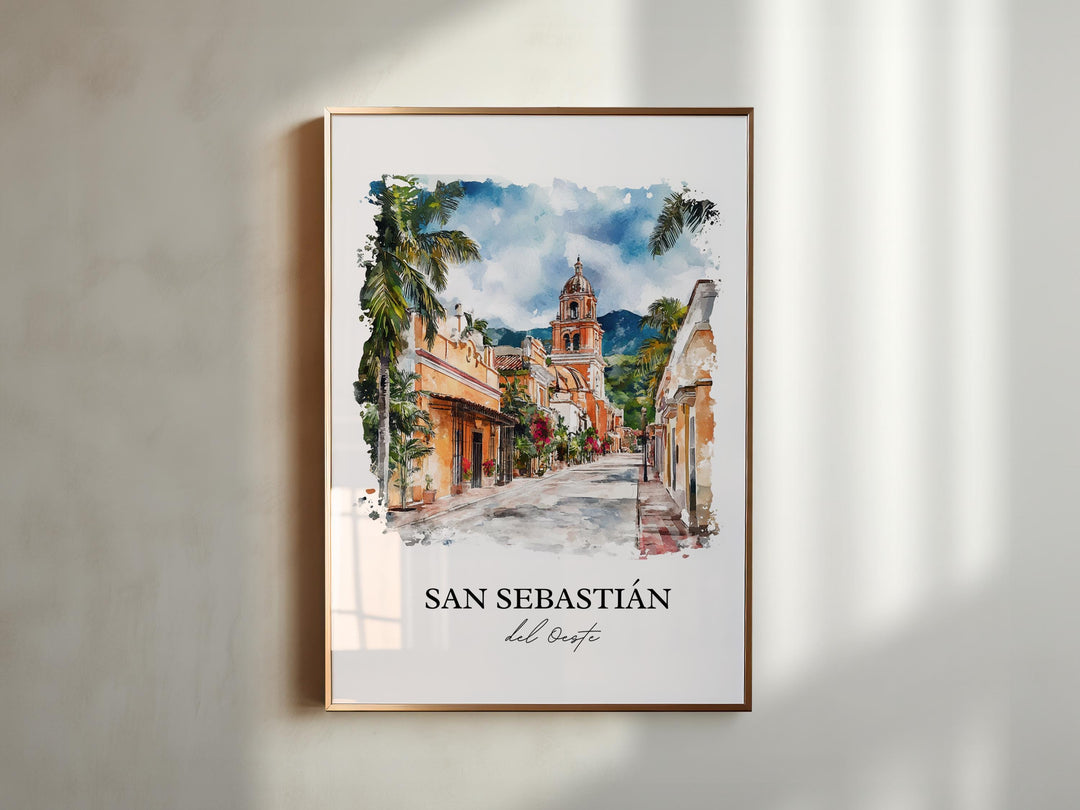 San Sebastián del Oeste Wall Art, Jalisco Print, Mexico Watercolor Art, Jalisco Gift, Travel Print, Travel Poster, Housewarming Gift