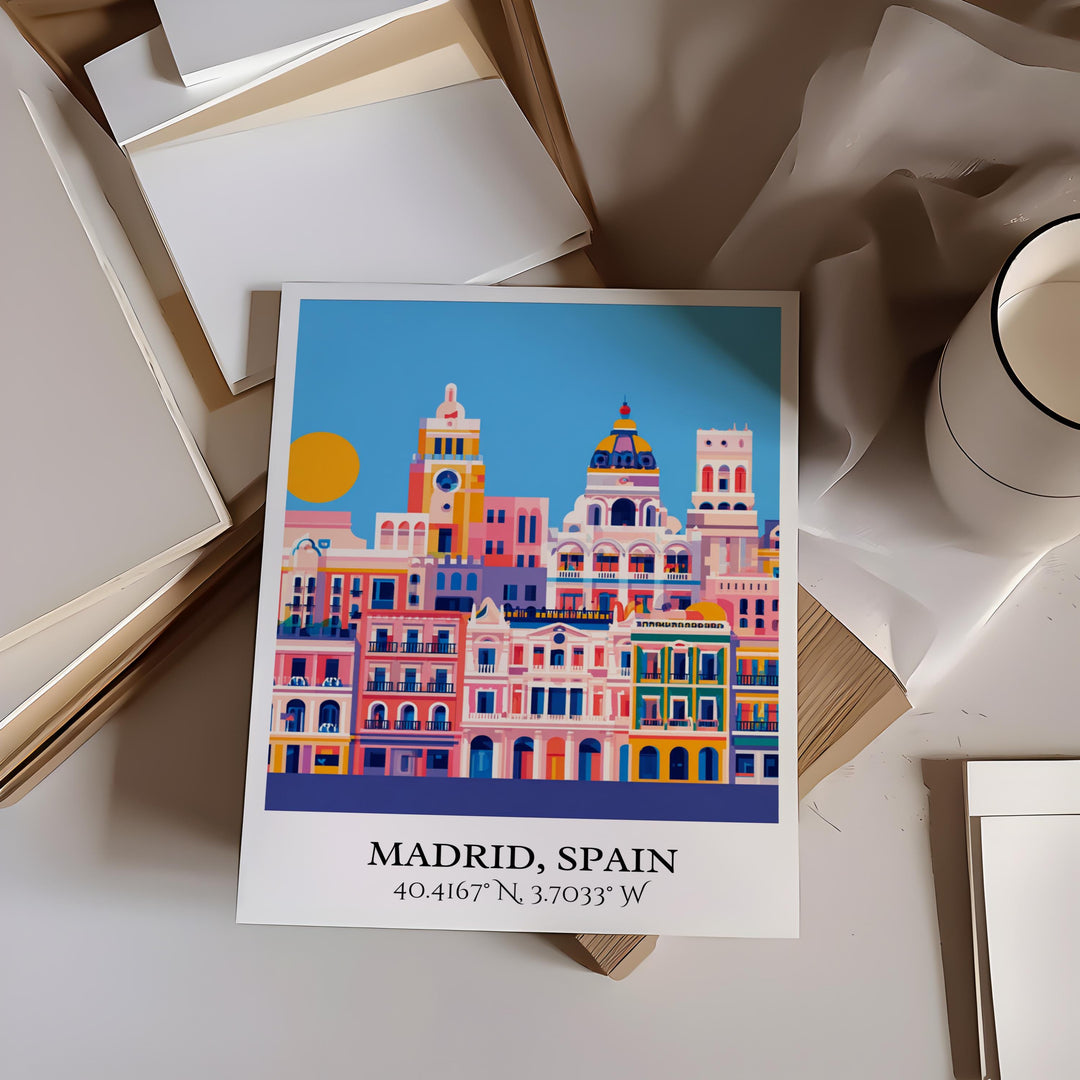 Madrid Spain Art, Madrid Retro Travel Art, Madrid Home Decor, Madrid Spain Gift, Spain Travel Art, Travel Prints, Housewarming Gift