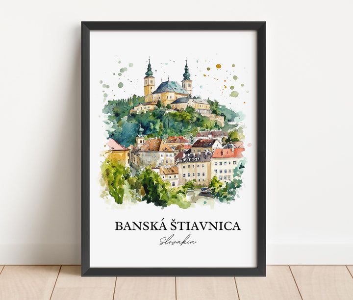 Banska Stiavnica Wall Art, Slovakia Print, Slovakia Watercolor Art, Banska Stiavnica Gift, Travel Print, Travel Poster, Housewarming Gift