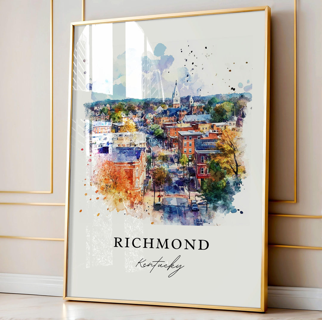 Richmond KY Wall Art, Richmond Print, Richmond Kentucky Watercolor, Madison County KY Gift,