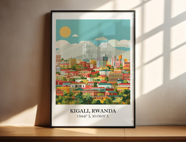 Kigali Rwanda Art, Kigali Retro Travel Art, Kigali Home Decor, Kigali Rwanda Gift, Rwanda Travel Art, Travel Prints, Housewarming Gift