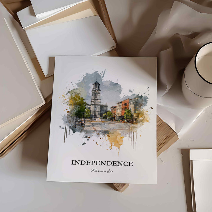 Independence, Missouri Wall Art, Missouri Print, Missouri Watercolor Art, Independence MO Gift, Travel Print, Travel Poster, Housewarming Gift