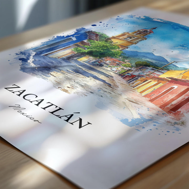 Zacatlán Wall Art, Puebla Mexico Print, Mexico Watercolor Art, Zacatlán Mexico Gift, Travel Print, Travel Poster, Housewarming Gift