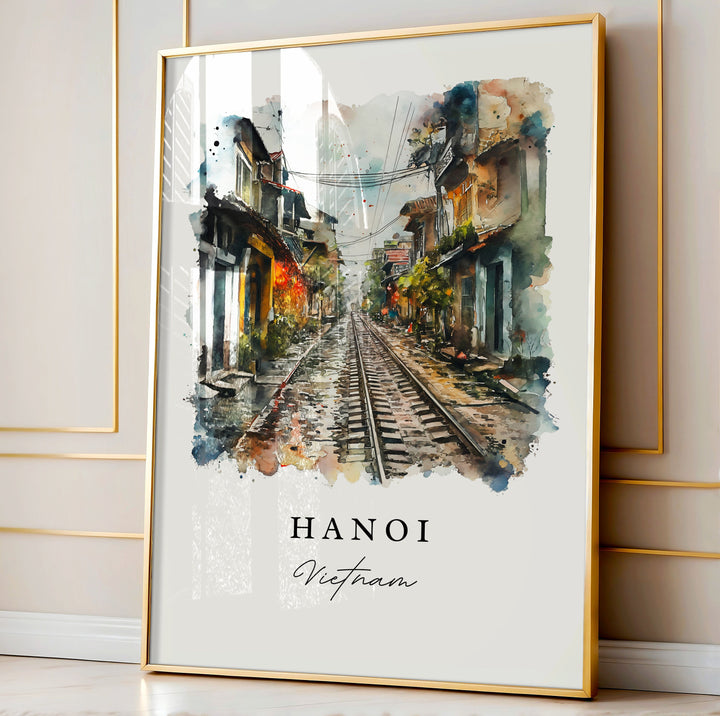 Hanoi watercolor wall art - Vietnam, Hanoi print, Hanoi Wedding gift, Hanoi Vietnam Birthday present, Custom Text, Perfect Gift